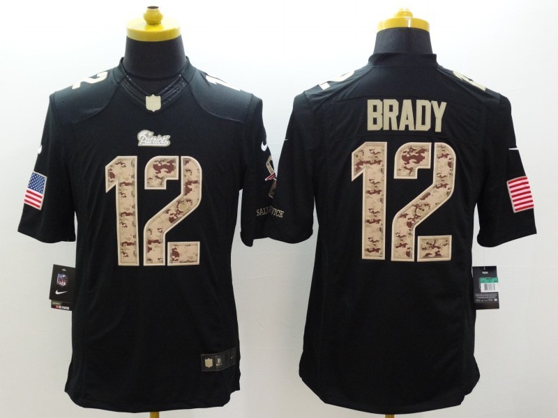 Men's New England Patriots Tom Brady #12 Black Alternate Jersey